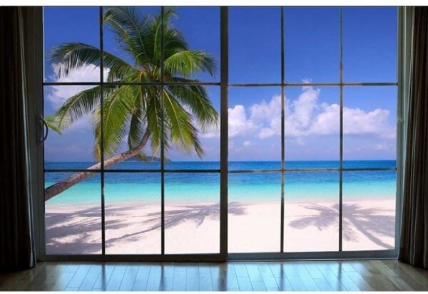 Nem szőtt fotótapéta a strand az ablakon kívül 375 x 250 cm
