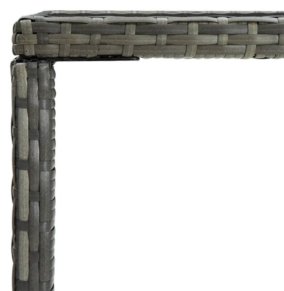 Szürke polyrattan és üveg kerti bárasztal 70 x 70 x 110 cm