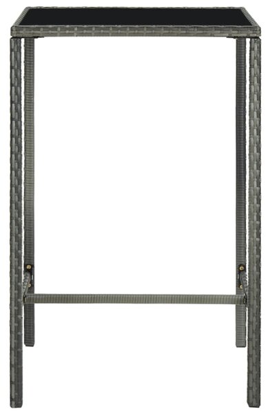 Szürke polyrattan és üveg kerti bárasztal 70 x 70 x 110 cm