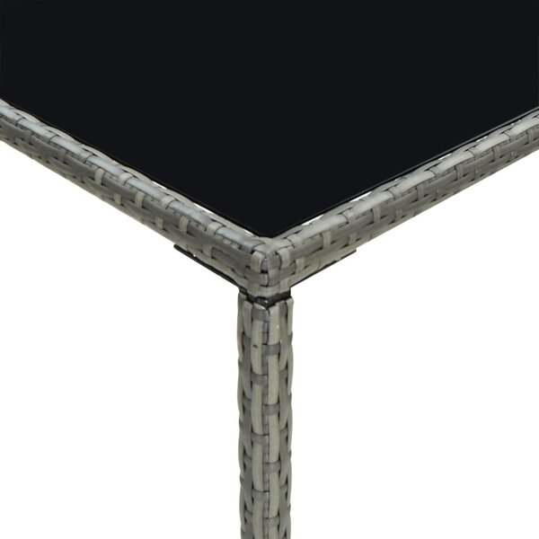 Szürke polyrattan és üveg kerti bárasztal 70 x 70 x 110 cm
