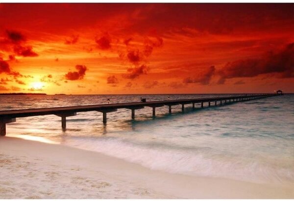 Nem szőtt fotótapéta pier naplementekor 375 x 250 cm