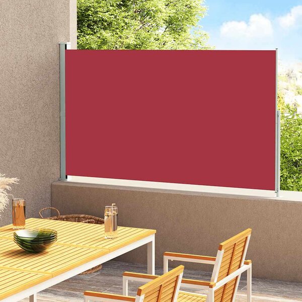 Piros behúzható oldalsó terasznapellenző 180 x 300 cm