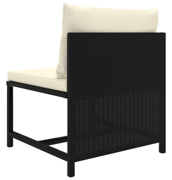 6 részes fekete polyrattan kerti ülőgarnitúra párnákkal