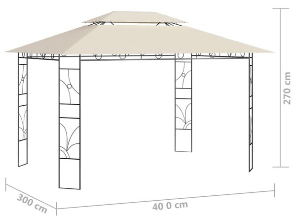 Krémszínű pavilon 4 x 3 x 2,7 m 160 g/m²