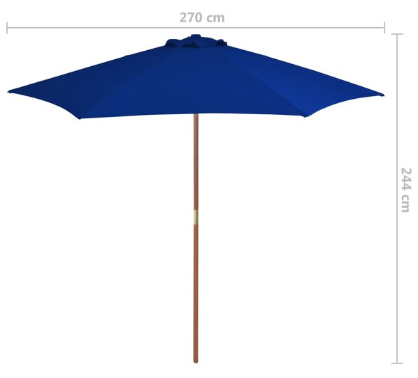 Kék kültéri napernyő farúddal 270 cm