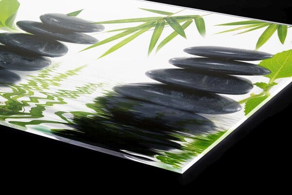 Plexi a konyhapult mögött zen kövek - 60 x 60 cm