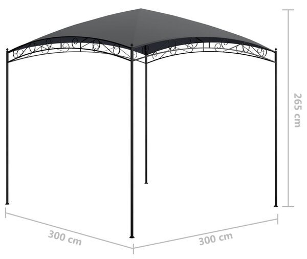 Antracitszürke pavilon 3 x 3 x 2,65 m 180 g/m²