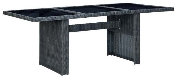 Sötétszürke polyrattan és edzett üveg dohányzóasztal