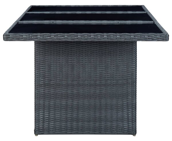 Sötétszürke polyrattan és edzett üveg dohányzóasztal