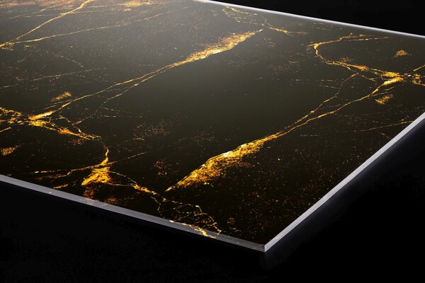 Plexi a konyhapult mögött fekete és arany márvány - 80 x 40 cm