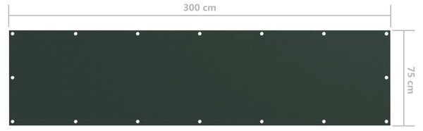Sötétzöld oxford-szövet erkélyparaván 75 x 300 cm