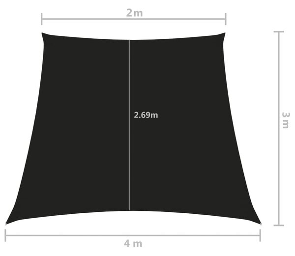 Fekete trapéz alakú oxford-szövet napvitorla 2/4 x 3 m