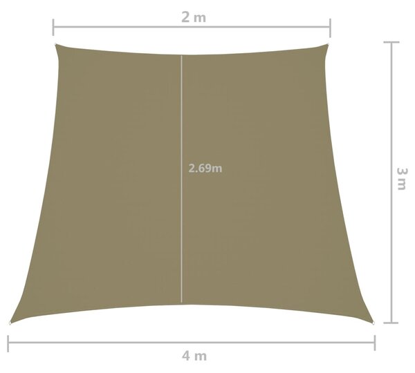 Bézs trapéz alakú oxford-szövet napvitorla 2/4 x 3 m