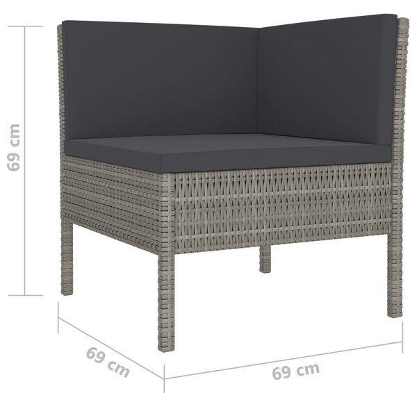 4 részes szürke polyrattan kerti bútorszett párnákkal
