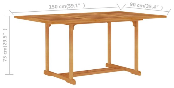 Tömör tíkfa kerti asztal 150 x 90 x 75 cm