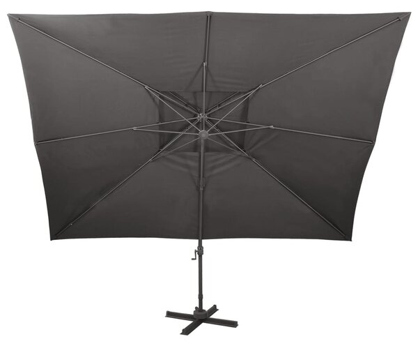 Antracit színű konzolos kerti napernyő dupla tetejjel 400 x 300 cm