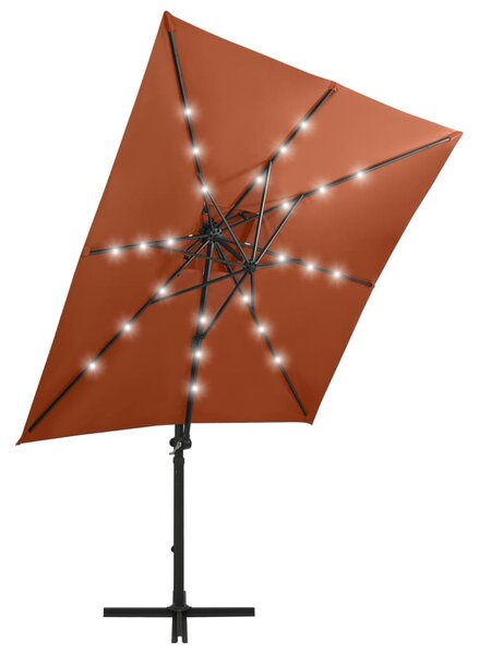 Terrakotta konzolos napernyő rúddal és LED-fényekkel 250 cm