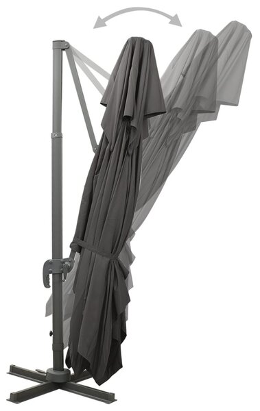 Antracit színű konzolos kerti napernyő dupla tetejjel 400 x 300 cm