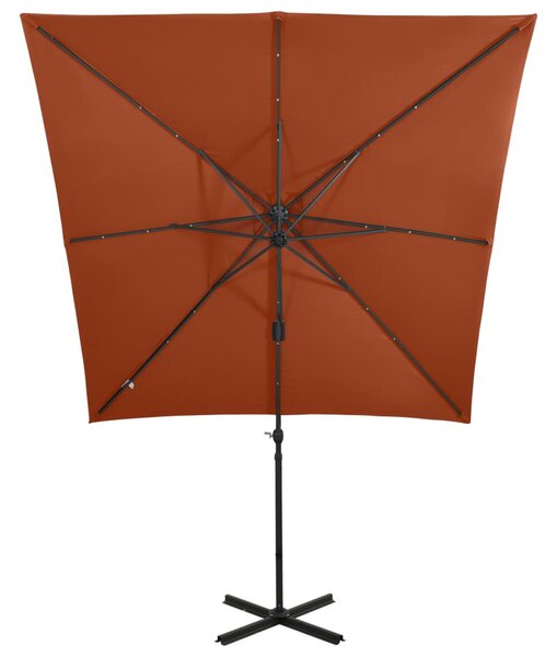 Terrakotta konzolos napernyő rúddal és LED-fényekkel 250 cm