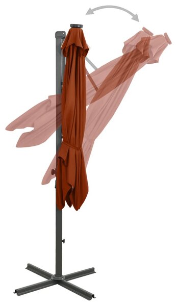 Terrakotta konzolos napernyő rúddal és LED-fényekkel 250 cm