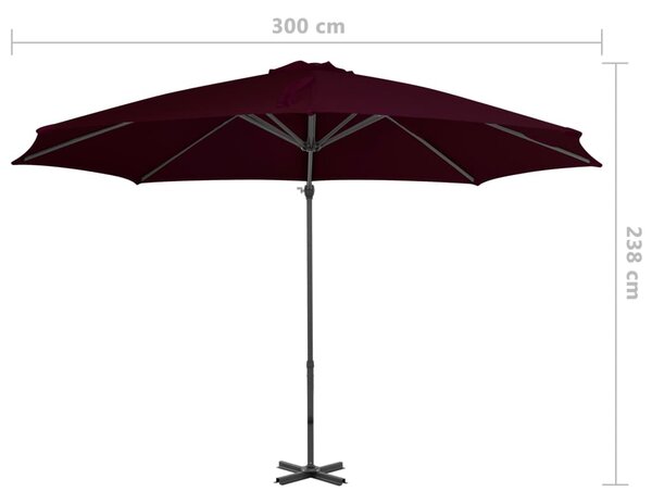 Piros konzolos napernyő alumíniumrúddal 300 cm