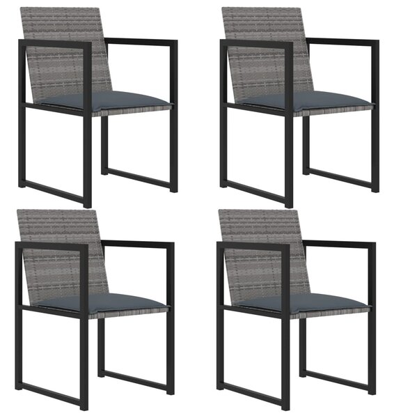 5 részes szürke kültéri polyrattan étkezőszett párnákkal