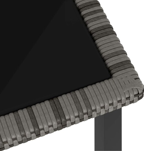 Szürke polyrattan kerti étkezőasztal 70 x 70 x 73 cm