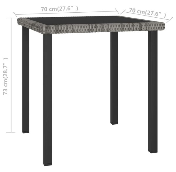 Szürke polyrattan kerti étkezőasztal 70 x 70 x 73 cm