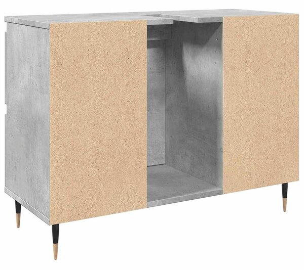 Betonszürke szerelt fa fürdőszobaszekrény 80 x 33 x 60 cm