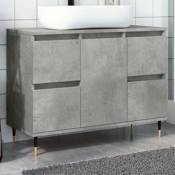 Betonszürke szerelt fa fürdőszobaszekrény 80 x 33 x 60 cm