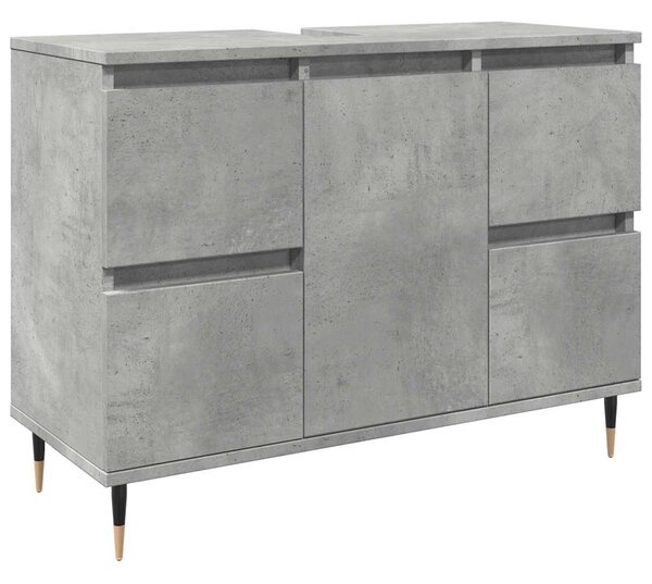 Betonszürke szerelt fa fürdőszobaszekrény 80 x 33 x 60 cm