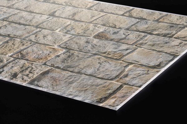 Plexi a konyhapult mögött kőtömbök fala - 60 x 60 cm