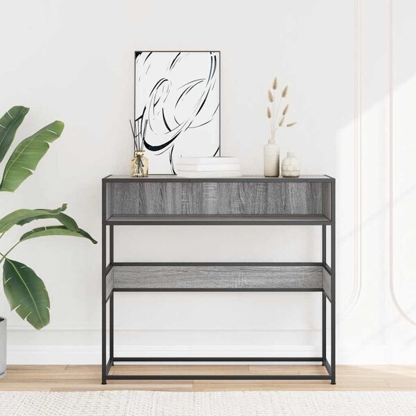 Szürke sonoma színű szerelt fa tálalóasztal 90x35x80 cm