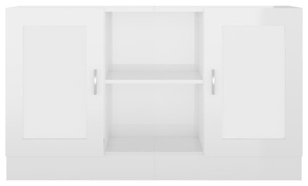 Magasfényű fehér szerelt fa tálalószekrény 120 x 30,5 x 70 cm