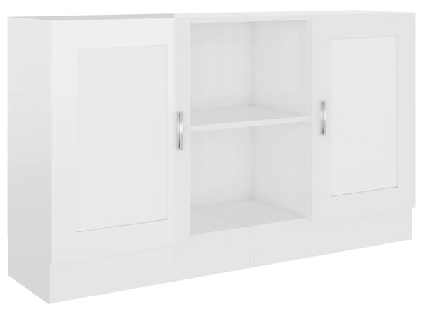 Magasfényű fehér szerelt fa tálalószekrény 120 x 30,5 x 70 cm