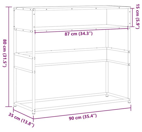 Szürke sonoma színű szerelt fa tálalóasztal 90x35x80 cm