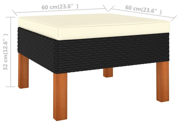 Polyrattan és tömör eukaliptuszfa lábzsámoly