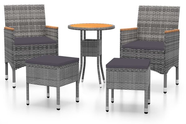 5 részes szürke polyrattan kerti ülőgarnitúra