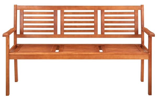 3 személyes tömör eukaliptuszfa kerti pad párnával 150 cm