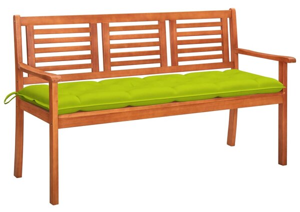 3 személyes tömör eukaliptuszfa kerti pad párnával 150 cm