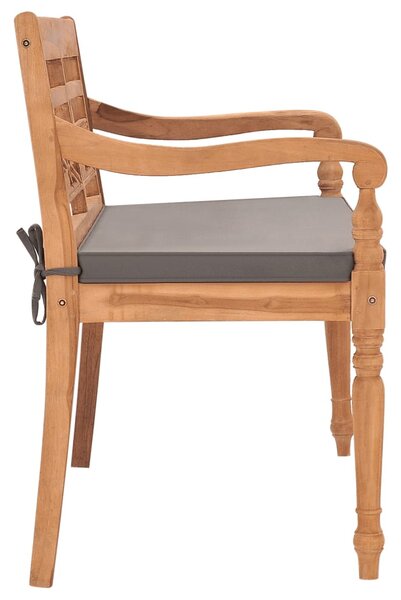 Tömör tíkfa Batavia pad sötétszürke párnával 120 cm