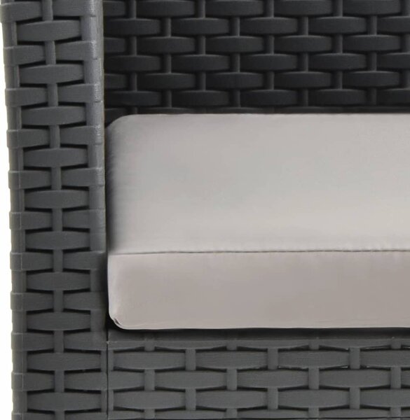 Antracitszürke rattan kerti szék párnával 63 x 65 x 76 cm PP rattan
