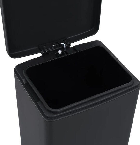 Fekete ujjlenyomat-mentes rozsdamentes-acél pedálos kuka 30L