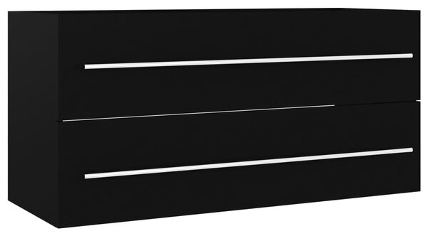 Fekete szerelt fa mosdószekrény 100 x 38,5 x 48 cm