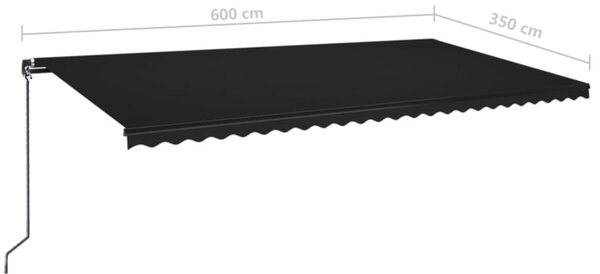 Antracitszürke kézzel kihúzható napellenző 600 x 350 cm