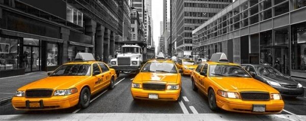 Panorámás nem szőtt fotótapéta taxi a városban 375 x 150 cm