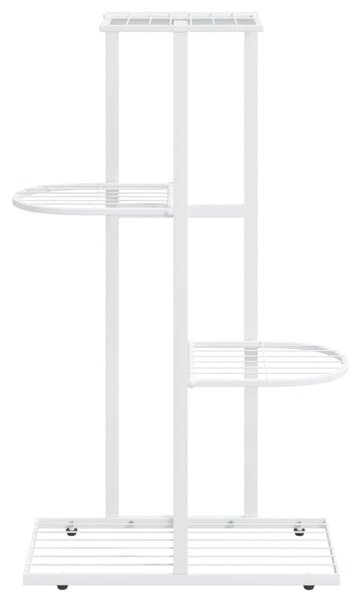 Fehér 4 szintes acél virágtartó állvány 43 x 22 x 76 cm