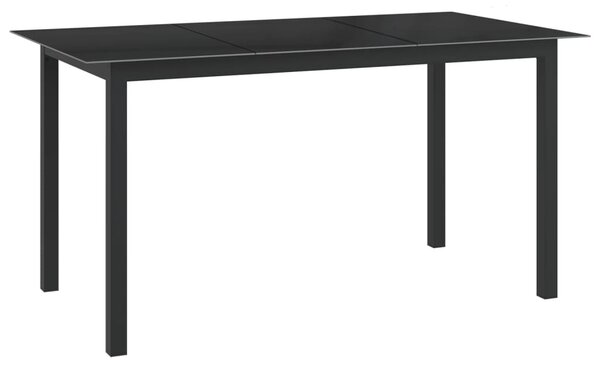 Black alumínium és üveg kerti asztal 150 x 90 x 74 cm