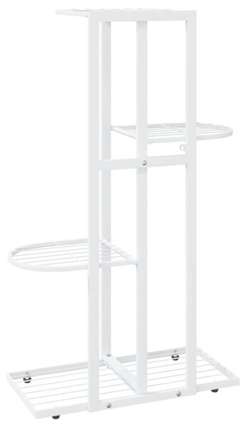 Fehér 4 szintes acél virágtartó állvány 43 x 22 x 76 cm