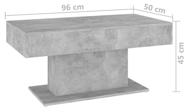 Betonszürke szerelt fa dohányzóasztal 96 x 50 x 45 cm